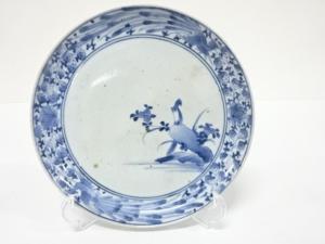 藍九谷　古伊万里　染付　七寸皿